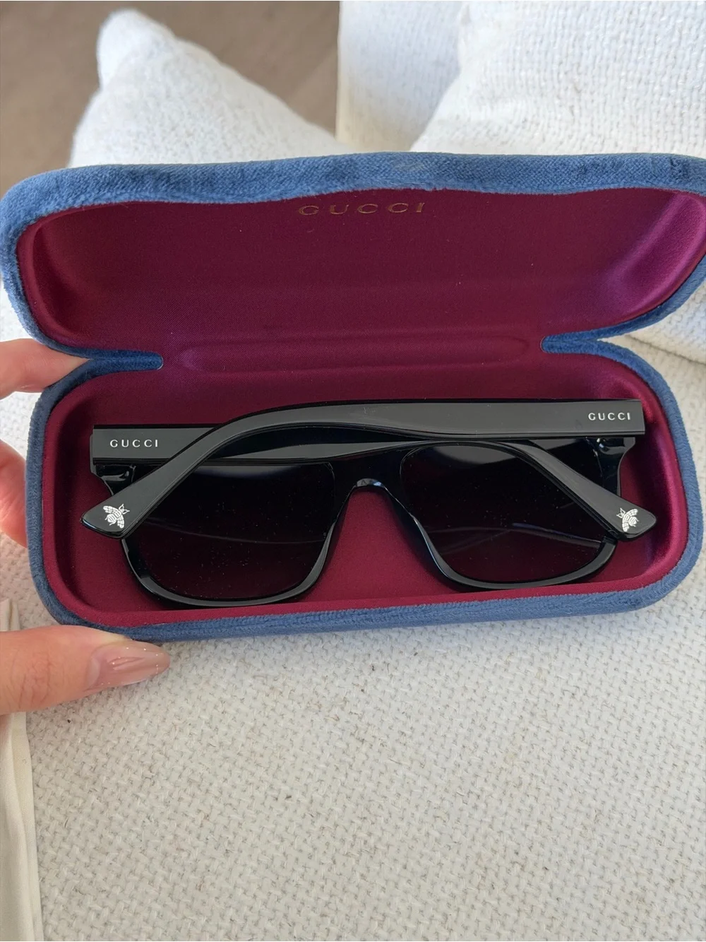 Gucci Oversized Square Sunglasses Black / Gray – Brand New